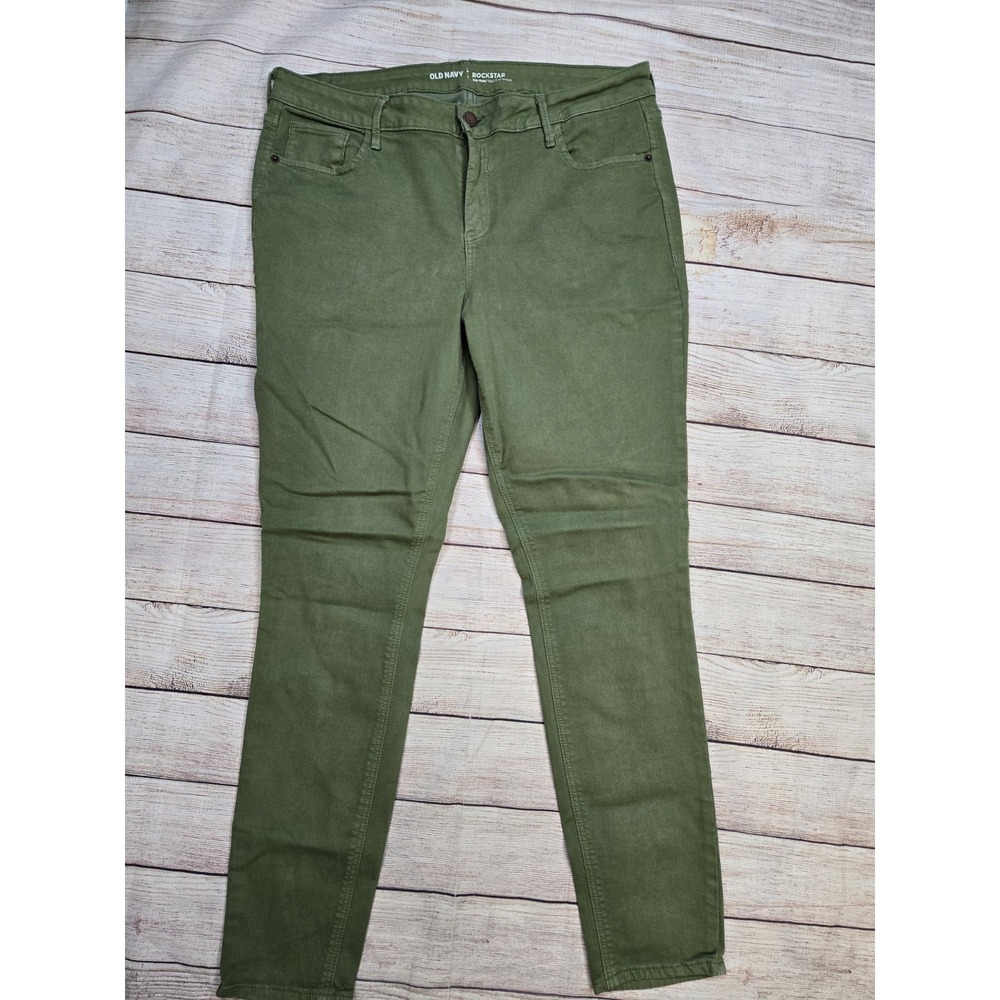 Old Navy Women's Rockstar Mid Rise Skinny Size 14 GREEN Stretch